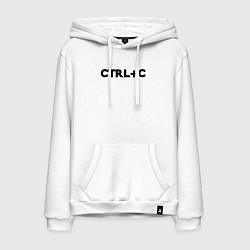 Толстовка-худи хлопковая мужская Иностранная надпись cntrl c, цвет: белый