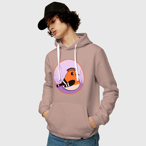 Мужская толстовка-худи Птица Удод с ирокезом / Пыльно-розовый – фото 3
