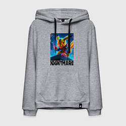 Толстовка-худи хлопковая мужская Пмкачу на крыше небоскрёба - ночной кошмар, цвет: меланж