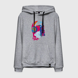 Толстовка-худи хлопковая мужская Hip Hop DJ музыка, цвет: меланж