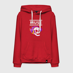 Толстовка-худи хлопковая мужская Muse - неоновый череп, цвет: красный
