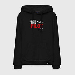 Толстовка-худи хлопковая мужская Не бойся пилот здесь, цвет: черный