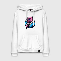 Толстовка-худи хлопковая мужская Брутально розовая пантера, цвет: белый