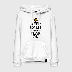 Толстовка-худи хлопковая мужская Keep Calm & Flap On, цвет: белый