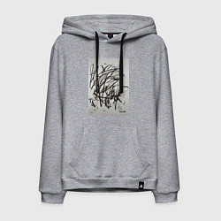 Толстовка-худи хлопковая мужская Abstract flow, цвет: меланж