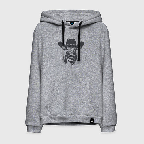 Мужская толстовка-худи Корова ковбой / Меланж – фото 1