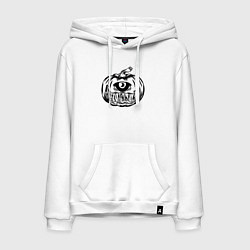 Толстовка-худи хлопковая мужская Одноглазая тыква, цвет: белый