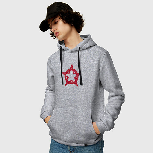Мужская толстовка-худи Red star USSR / Меланж – фото 3