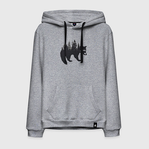 Мужская толстовка-худи Енот силуэт из деревьев лесных / Меланж – фото 1