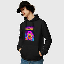 Толстовка-худи хлопковая мужская Pikachu - halloween vaporwave, цвет: черный — фото 2
