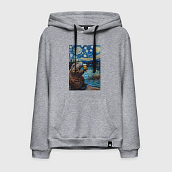 Толстовка-худи хлопковая мужская Бобр курва польский, цвет: меланж