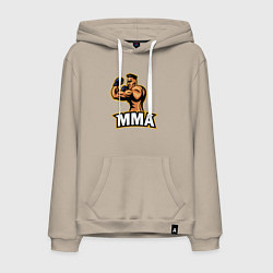 Толстовка-худи хлопковая мужская Fighter MMA, цвет: миндальный