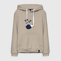 Толстовка-худи хлопковая мужская Смеющийся орел, цвет: миндальный