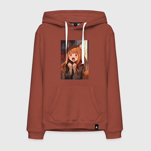 Мужская толстовка-худи Волчица и пряности Холо удивление / Кирпичный – фото 1