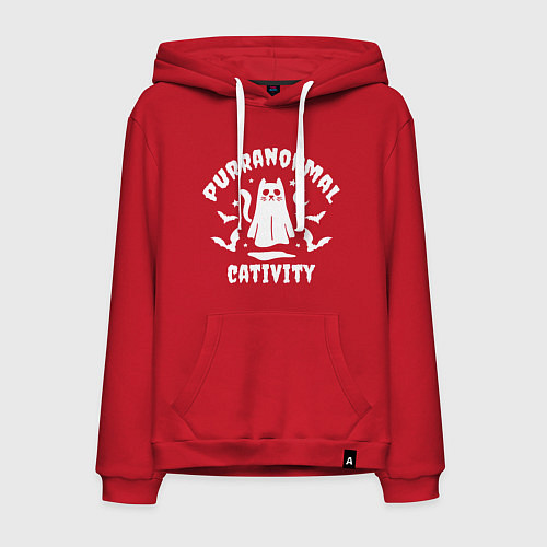 Мужская толстовка-худи Паранормальный кот / Красный – фото 1