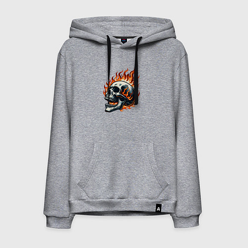 Мужская толстовка-худи Череп в огне / Меланж – фото 1