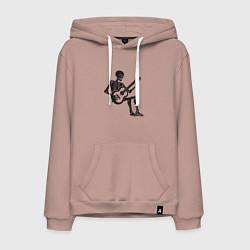 Толстовка-худи хлопковая мужская Скелет гитарист, цвет: пыльно-розовый