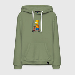 Толстовка-худи хлопковая мужская Барт Симпсон на самокате, цвет: авокадо