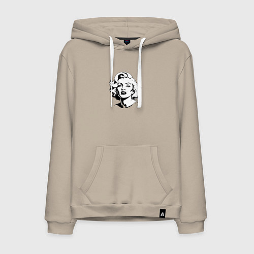 Мужская толстовка-худи Мэрилин Монро в черно белом цвете / Миндальный – фото 1
