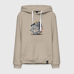 Толстовка-худи хлопковая мужская Хэллоуин зомби, цвет: миндальный