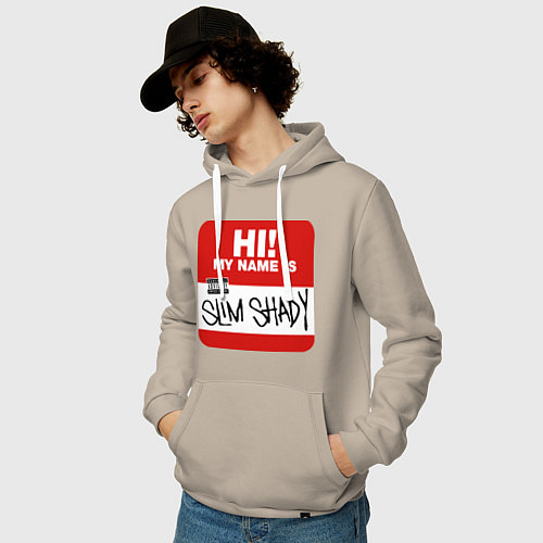 Мужская толстовка-худи Eminem - slim shady sticker / Миндальный – фото 3
