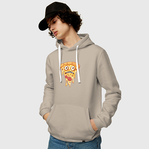 Мужская толстовка-худи Pizza face / Миндальный – фото 3
