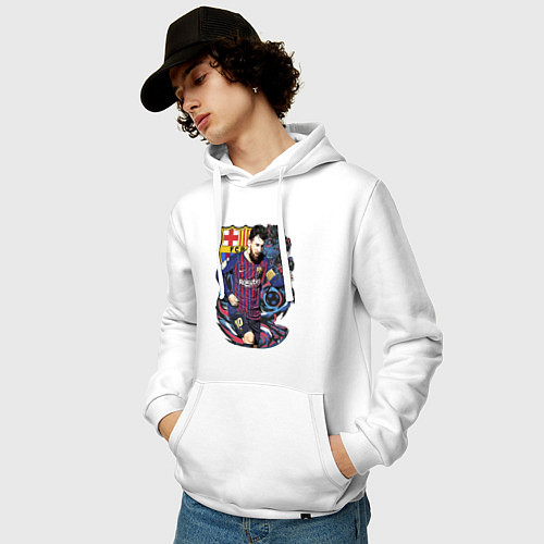 Мужская толстовка-худи Лионель Месси - сборная Аргентины / Белый – фото 3