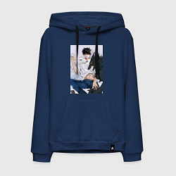 Толстовка-худи хлопковая мужская Магическая битва Мэгуми Фусигуро арт, цвет: тёмно-синий