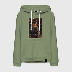 Толстовка-худи хлопковая мужская Тыква мистика, цвет: авокадо