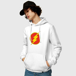 Толстовка-худи хлопковая мужская Flash logo, цвет: белый — фото 2