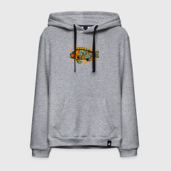Толстовка-худи хлопковая мужская Красочная рыбка, цвет: меланж