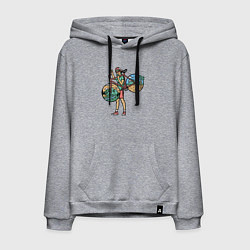 Толстовка-худи хлопковая мужская Девушка с великом, цвет: меланж