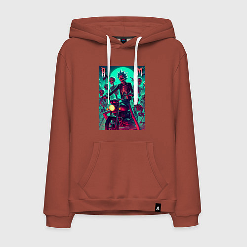 Мужская толстовка-худи Рик Санчес крутой байкер - нейроарт / Кирпичный – фото 1