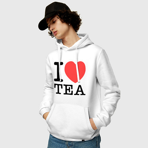Мужская толстовка-худи I love tea / Белый – фото 3