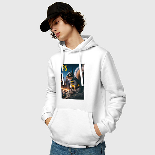 Мужская толстовка-худи Bat squirrel - ai art fantasy / Белый – фото 3