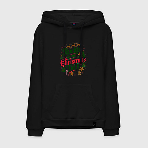 Мужская толстовка-худи Новогодняя атмосфера rockin around the christmas t / Черный – фото 1