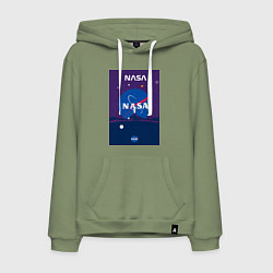 Толстовка-худи хлопковая мужская NASA фиолетовый плакат, цвет: авокадо