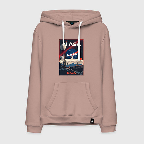 Мужская толстовка-худи NASA ретро / Пыльно-розовый – фото 1
