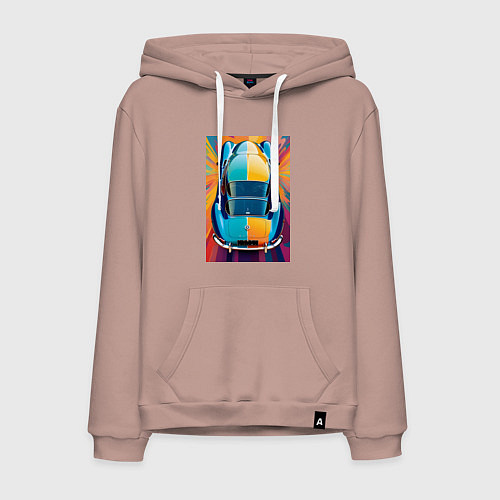 Мужская толстовка-худи Яркий ретро автомобиль / Пыльно-розовый – фото 1