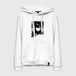 Толстовка-худи хлопковая мужская Девушка с блеклым взглядом, цвет: белый