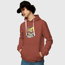 Толстовка-худи хлопковая мужская Юньли, цвет: кирпичный — фото 2