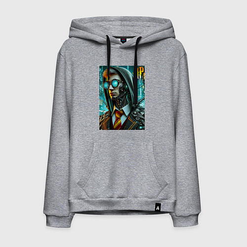 Мужская толстовка-худи Cyber Harry Potter - ai art fantasy / Меланж – фото 1