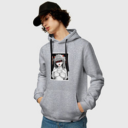 Толстовка-худи хлопковая мужская Sexy Asuka Langley - Evangelion, цвет: меланж — фото 2