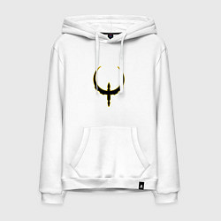 Толстовка-худи хлопковая мужская Чёрно-жёлтый знак quake, цвет: белый