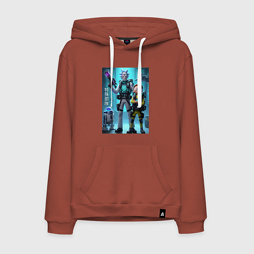 Мужская толстовка-худи Rick and Morty - cyber special forces / Кирпичный – фото 1