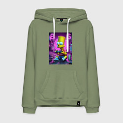 Толстовка-худи хлопковая мужская Bart Simpson - cool gamer, цвет: авокадо