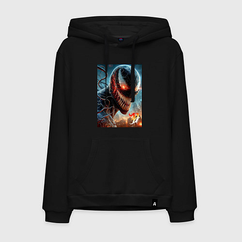 Мужская толстовка-худи Ужасный Веном - неоновое свечение / Черный – фото 1