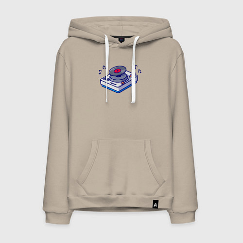 Мужская толстовка-худи Музыкальный виниловый проигрыватель / Миндальный – фото 1