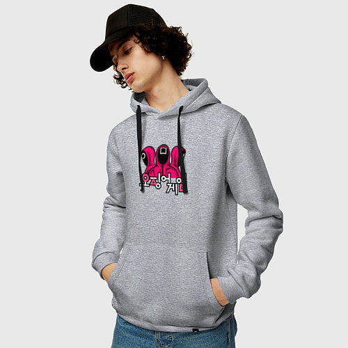 Мужская толстовка-худи Squid game team / Меланж – фото 3