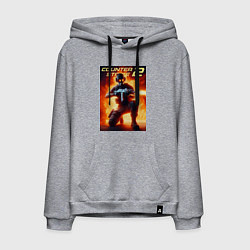 Толстовка-худи хлопковая мужская Counter Strike 2 - gamer, цвет: меланж